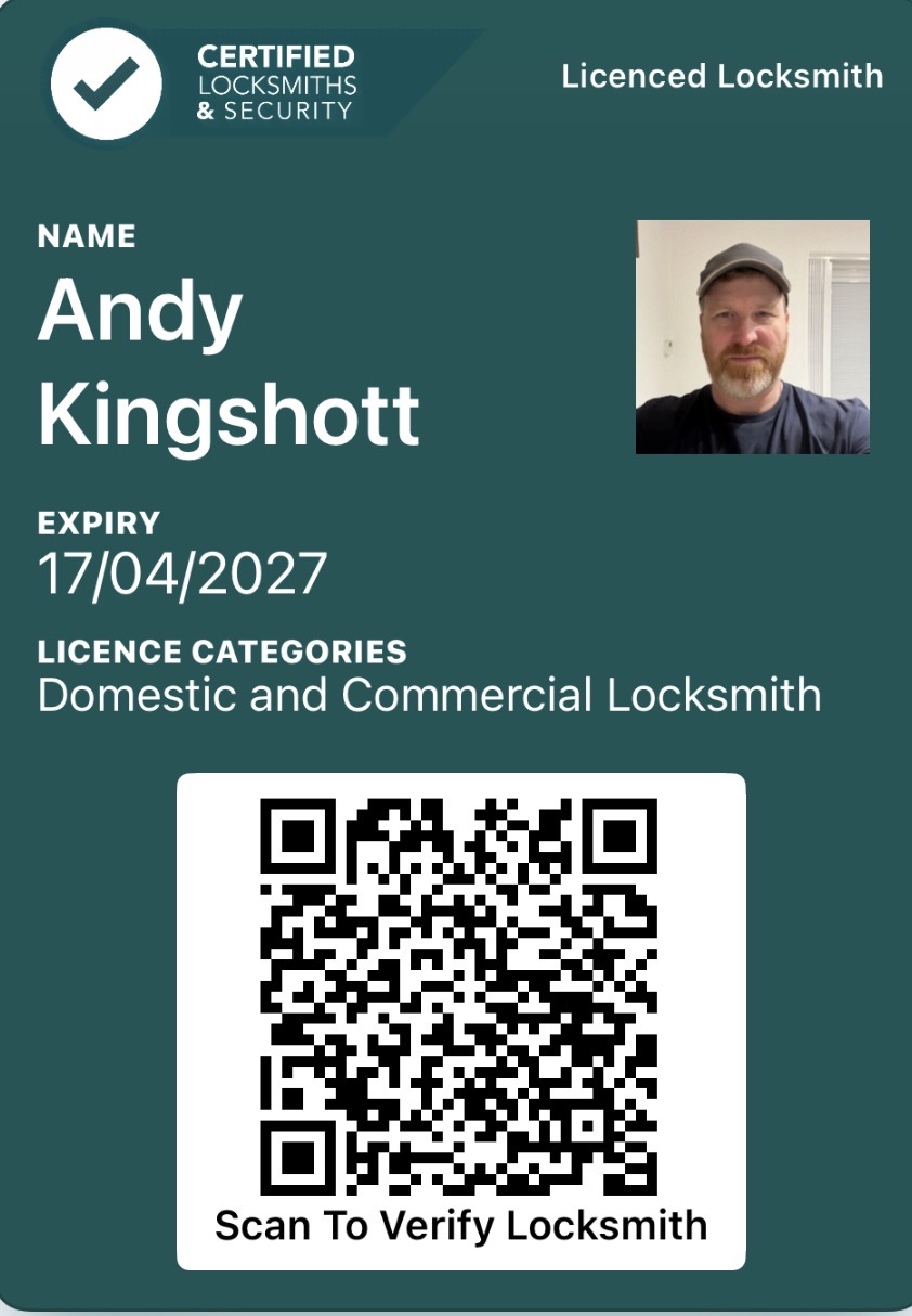 Certified Locksmiths licence showing professional locksmith accreditation